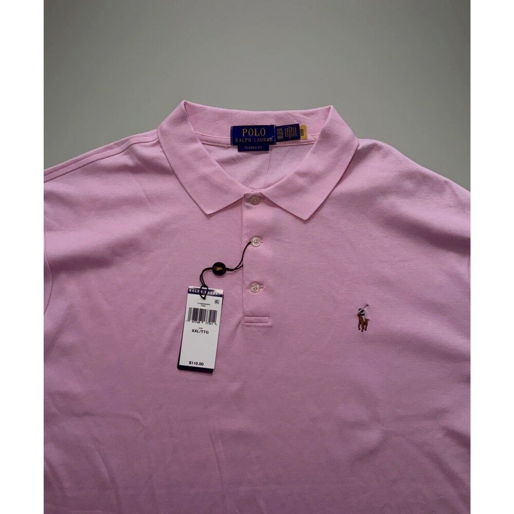 NWT Polo Ralph Lauren Mens XXL Polo Shirt Pink Short Sleeve Classic Fit Casual